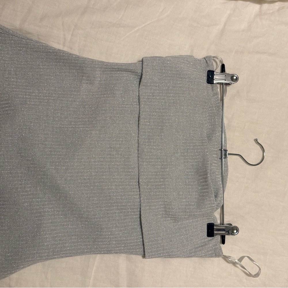 Zara Silver Metallic Ribbed Top - Picture 3 of 6